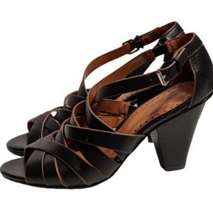 Ann Taylor Loft Black Strappy Leather Sandals 7